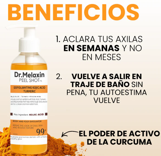 Exfoliante Melaxin - Para Aclarar Partes Oscuras - Fórmula Cúrcuma